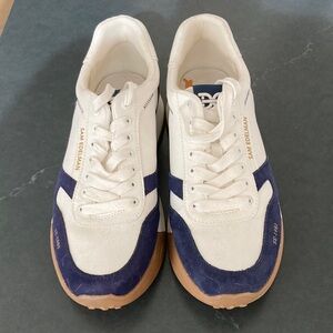 Sam Edelman White Navy Tan Suede-Trim Sneakers